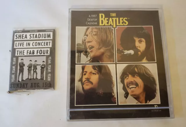 The Beatles 1997 Desktop Calendar and Shea Stadium Refrigerator Magnet