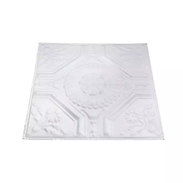 Great Lakes Tin Nail-Up Tin Ceiling Tile 2 ft. x 2 ft. in Gloss White(Case of 5)