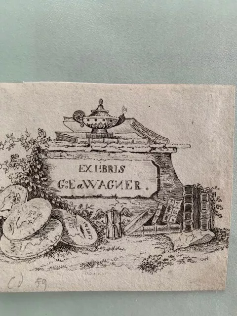 Ex-libris WAGNER (G.E.a), W0052, 55 x 90 mm, 18è, graveur Wisard