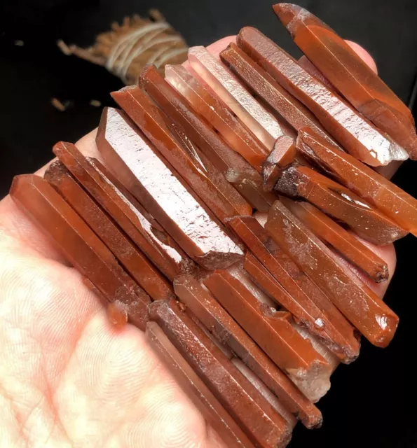 55g 20 Natural Red Lemurian red Quartz Lemuria Crystal Point &Support detection