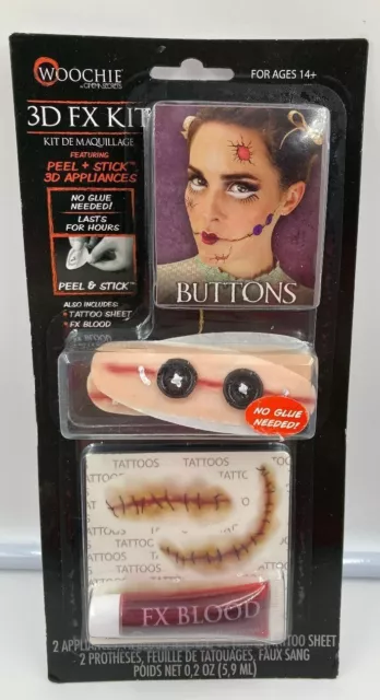 Woochie 3D FX Kit Blood and Buttons Halloween Costume Makeup Horror NEW