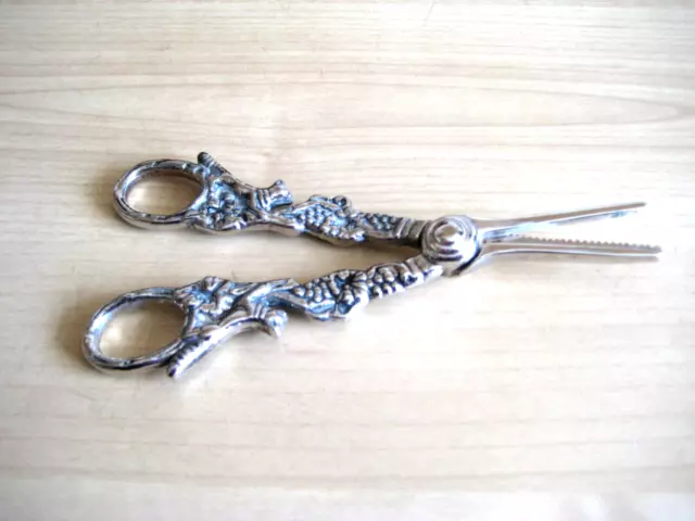 Vintage Silver Plated Grape Scissors - Fox And Grape Design