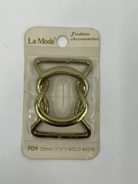 Vintage Belt Buckle La Mode Metal Gold Tone Interlocking Fashion Accessories NOS