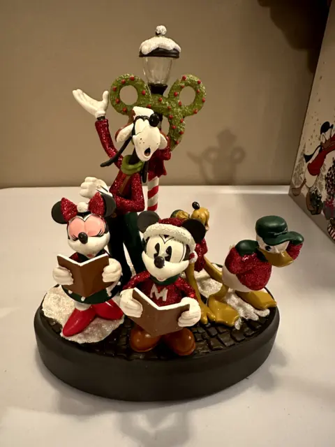 Disney Mickey Minnie Mouse Christmas Holiday Light Up Musical Figurine NIB