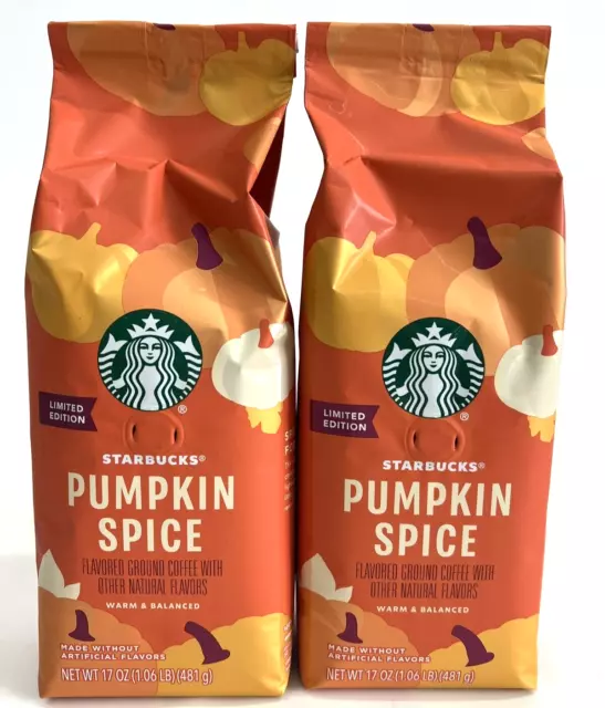 Starbucks Limited Pumpkin Spice Ground Coffee 17oz Bag BEST BY 3/11/2023 - 2pack