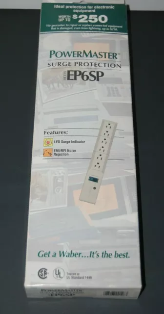 SL Waber PowerMaster EP6SP 6 Outlet Surge Protector Cream Color