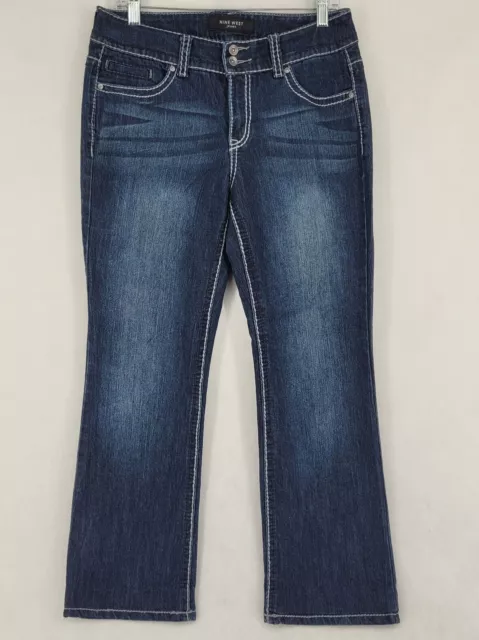 Nine West Womens Jeans Size 6/27 Blue Bootcut Embellished Flap Pockets Mid Rise