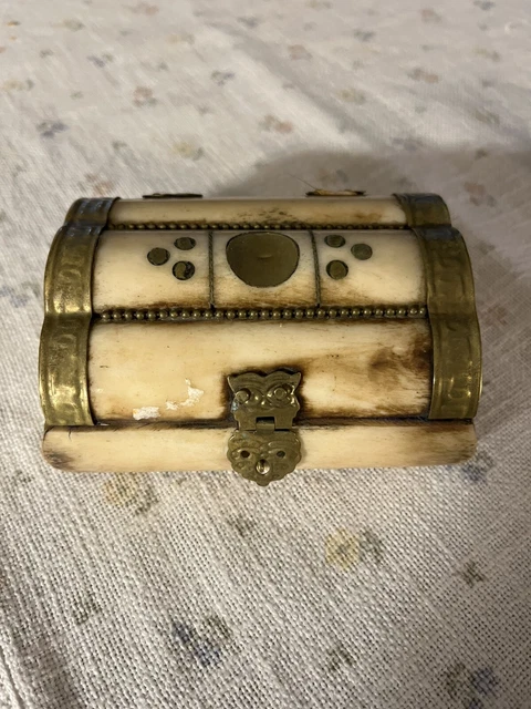 Boîte à Bijoux Ancienne En Corne - Dimensions 14x10 Cm - Occasion - Sans Marque - Rangement Vintage