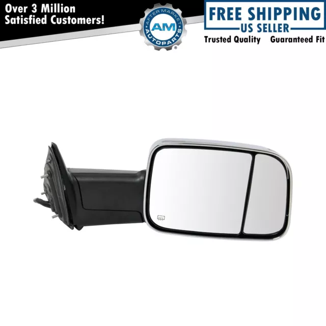 Tow Mirror Power Heated Memory Puddle Signal Flip Up Folding Chrome RH for Ram