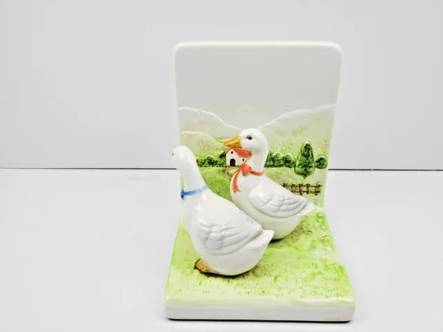 Vintage OTAGIRI Japan Ceramic Book End GOOSE GEESE DUCK Country Rustic-1 piece