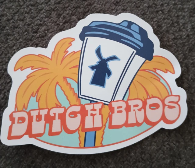 *NEW* DUTCH BROS Sticker June 2024 Windmill Palm Trees Orange Summer 5