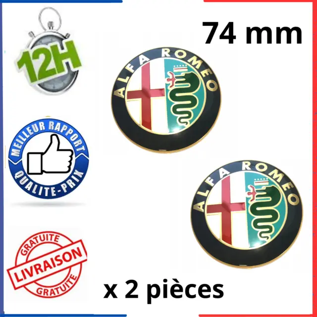 2x Logo Embleme Alfa Romeo 74mm insigne Gold Capot Coffre  /sigle Mito Giulietta