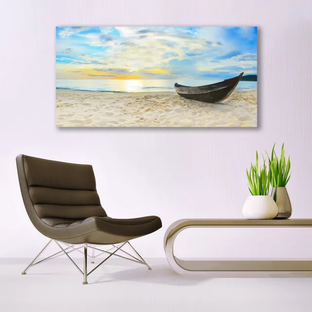 Acrylglasbilder Wandbilder Druck 140x70 Boot Strand Landschaft 2