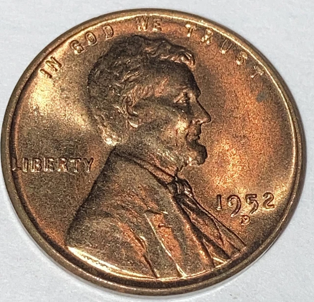 RED BU 1952-D Lincoln Wheat Cent Denver Mint Penny Exact Coin Pictured LOT A17