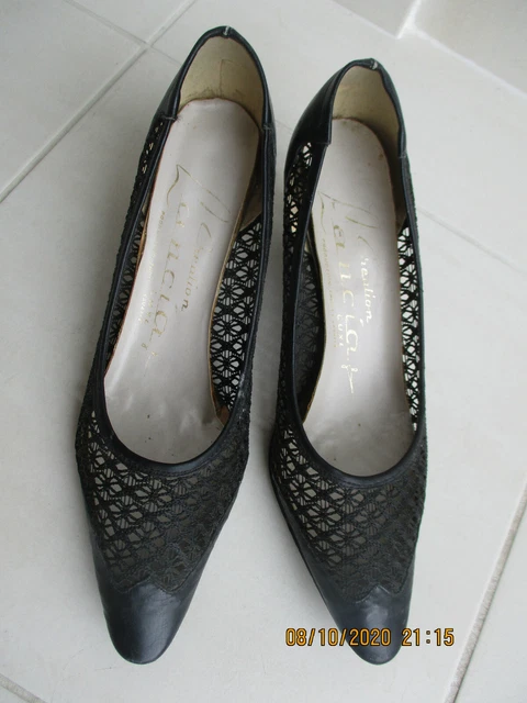 Manifiques anciennes chaussures en cuir femme Lancia "new look" années 50'