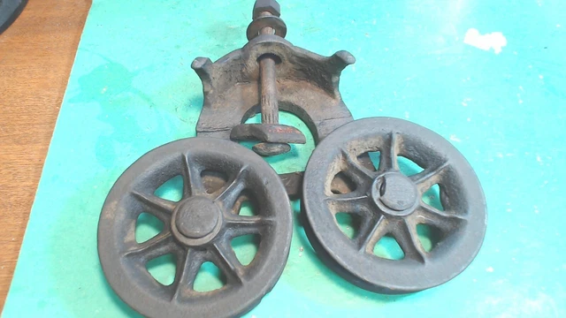 Vintage -- FARM Door- Double Wheel Trolley - Shed- out Building