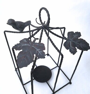 Bird Cage Candle Holder Black Wrought Iron Metal Hanging Lantern Decor 12"