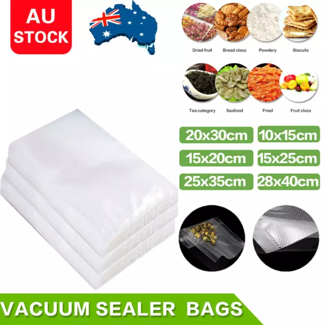 200/100 X Vacuum Sealer Bags Precut Food Storage Saver Heat Seal Cryovac 4 Size