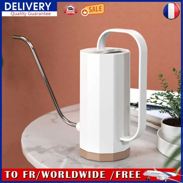 1000ml Watering Can Stainless Steel Curved Mouth Flower Watering Pot (White)