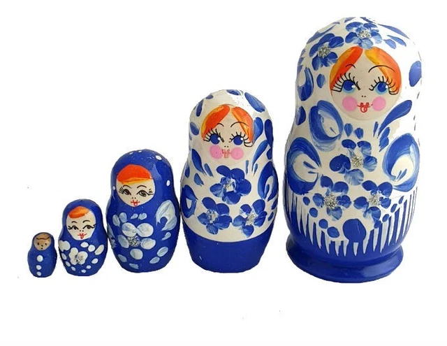 Matriochkas Russes Peintes à La Main – Chat Blanc – Par L’artiste Vinogradova – Pièce Unique