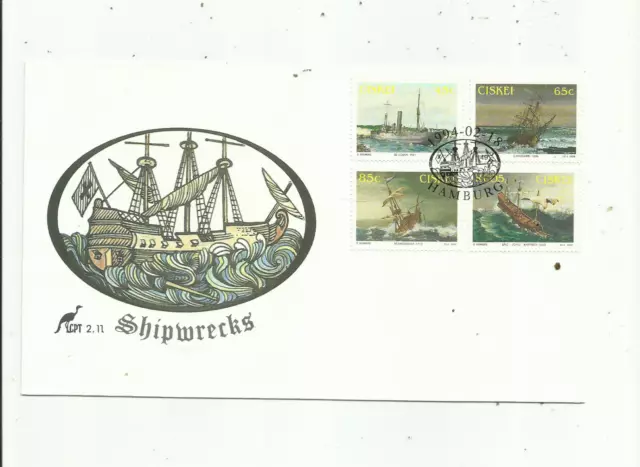 Ciskei. 18/2/1994.   Shipwrecks.  First Day Cover.