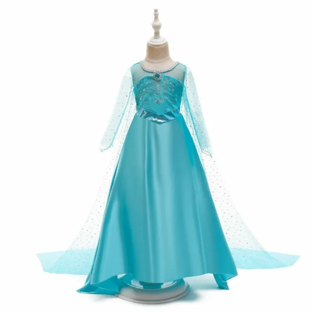 Costume Fantasia Principessa Congelato Compleanno Ragazze Festa Cosplay Elsa Anna Abito Regalo 4