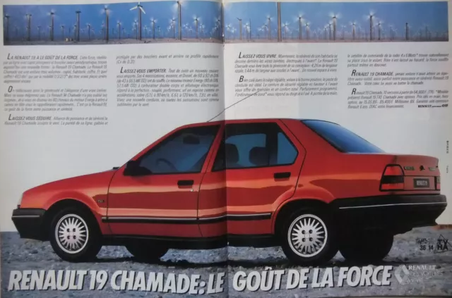 Publicité De Presse 1989 Renault 19 Chamade Le Gout De La Force - Advertising