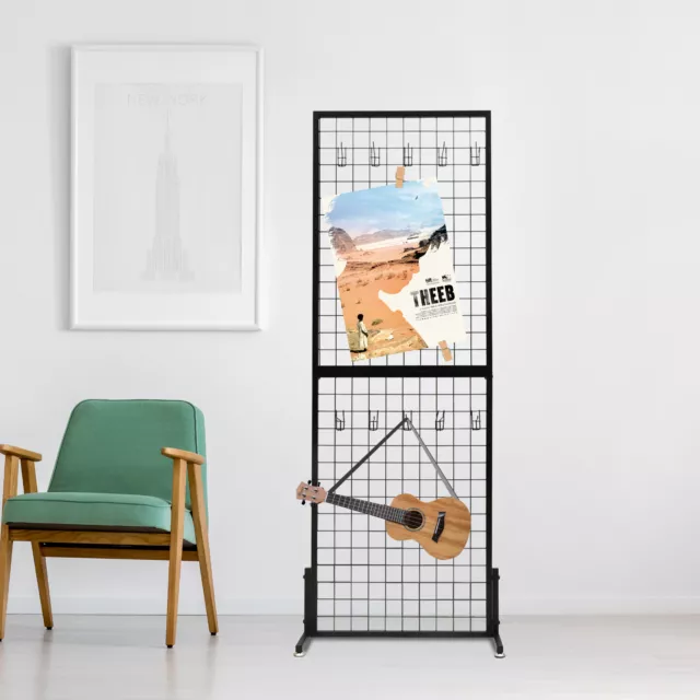 2*2 Inch Foldable Wire Grid Panel Display Rack With 10 Hooks For Craft Art Show