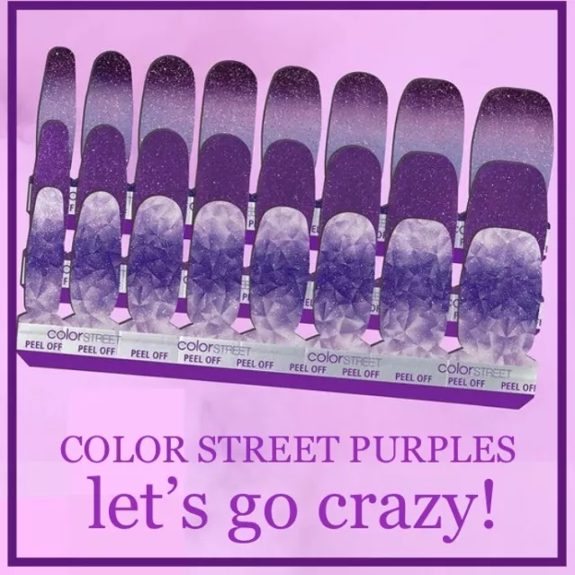 💜 COLOR STREET PURPLE SETS 100% nail polish strips wrap NIB HTF Glitter Prince
