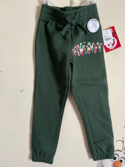 XS Peanuts Christmas Sweatpants Joggers Forest Green New