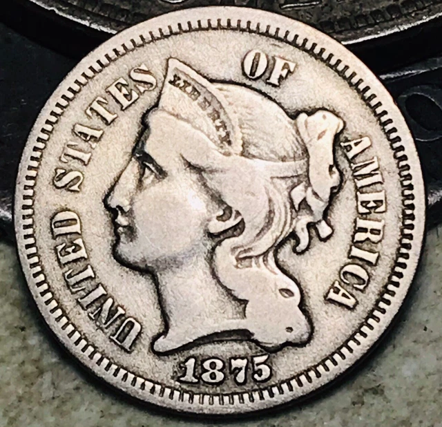 1875 Three Cent Nickel Piece 3C Ungraded Choice US Type Coin CC18196