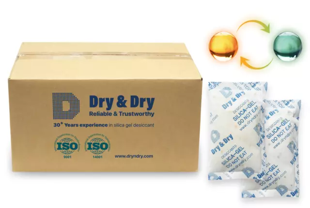 20 gram X 100 PK "Dry & Dry" Food Grade Orange Indicating Silica Gel Packets