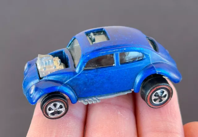 Vintage Hot Wheels Redline 1968 EARLY Blue Custom Volkswagen US - ALL CAPS BASE!