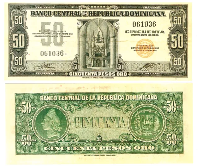 r Reproduction Paper - Dominican Republic 50 Pesos Oro 1947-1950 Pick #64 1830R