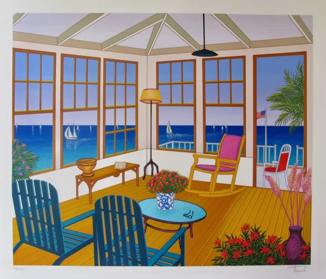 Fanch Ledan NEW ENGLAND VILLA Hand Signed Limited Edition Serigraph