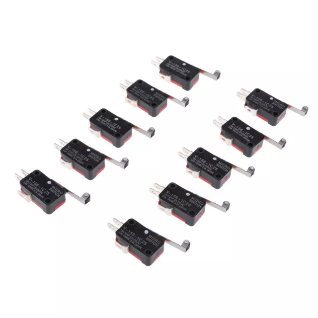 10 x Mini Micro Limit Switch Long Hinge Roller Lever Arm SPDT Snap Action