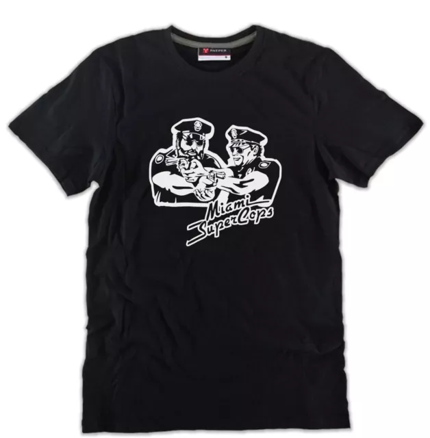 T-shirt BUD SPENCER miami super cops terence hill cotone nera unisex idea regalo