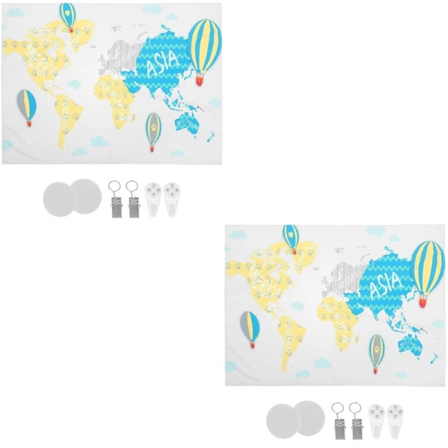 2x Background   Modern Rustic World Map Mural Wall Background Decoration