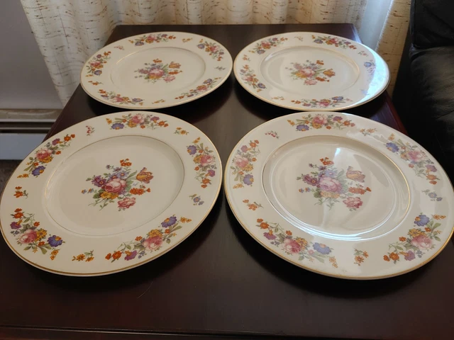 Syracuse Old Ivory China O.P.CO."Sharon" Pattern 4 Dinner Plates 10 1/4" Vintage