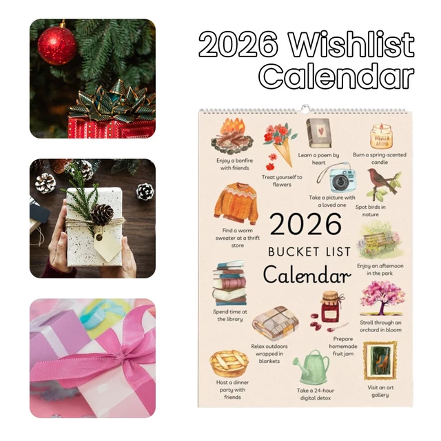 FANCY 2026 BUCKET List Calendar 2026 Inspirational 12-Month Wall ...