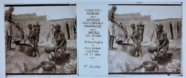 NIGER WOMEN NAKED GLASS PLATE 45x107 STEREOSCOPIC VIEW VERASCOPE RICHARD