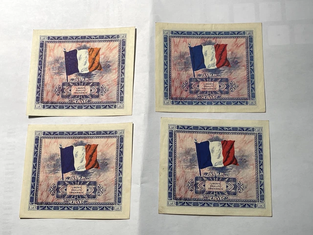 1944 2 Francs France Military Currency Lot of (4)
