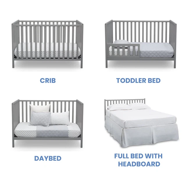 MODERN Wooden Convertible Baby Toddler Crib Nursery Toddler Bed Safety Guardrail