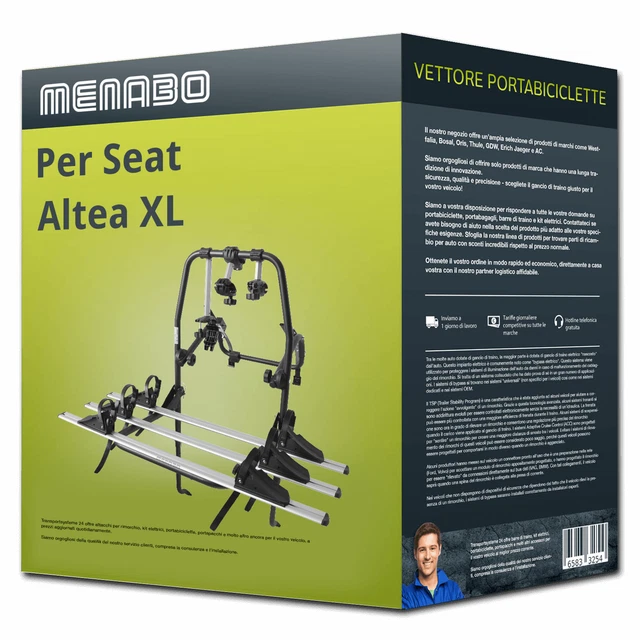 Menabo Polaris 3 portabici portellone per Seat Altea XL 5P5/5P8 - 3 bici Nuovo