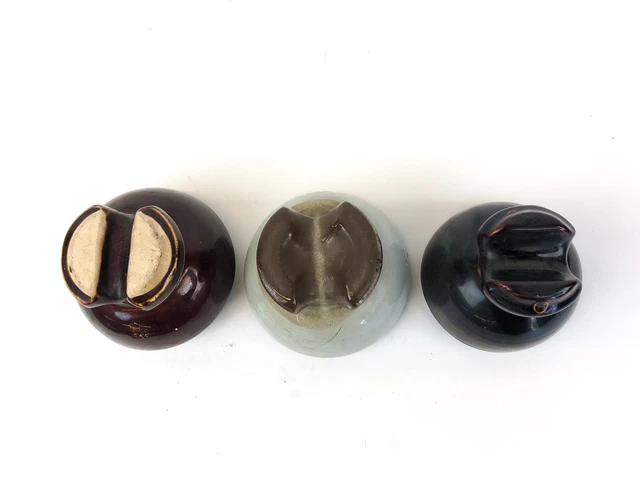 Glazed Porcelain Ceramic Insulator Vintage Ohio Brass & Locke R USA (Lot of 3) Y 2