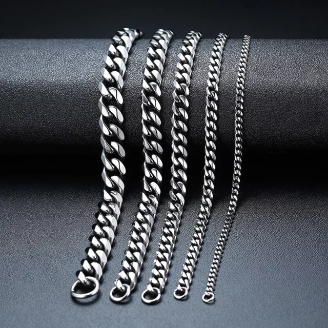 Cuban Chain Link Curb Necklace Men Women Punk Surgical Stainless Steel 2-15mm