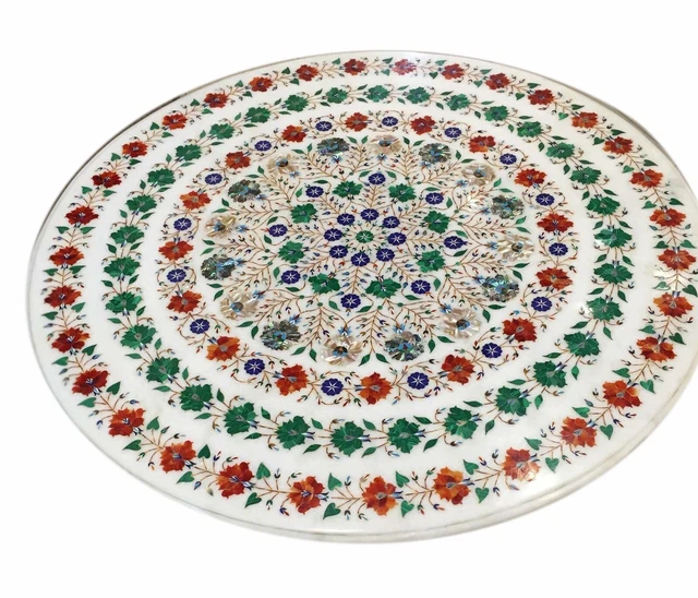36" Marble center Table Top Handmade lapis floral Inlay Work Home garden Decor