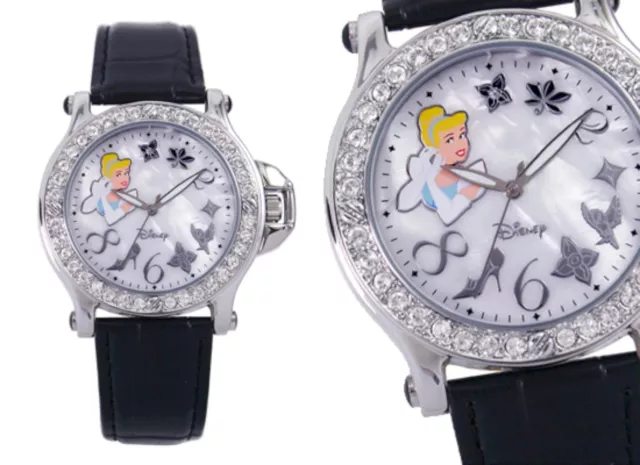 NEW Disney DSRB001 Women's Brilliance Diamond Cinderella Crystal Watch in Black