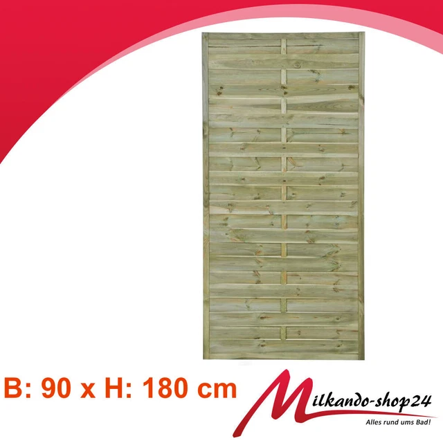 GARTENZAUN SICHTSCHUTZ ZAUN Palisade Lamellenzaun holz 90 x 180 cm m1.1