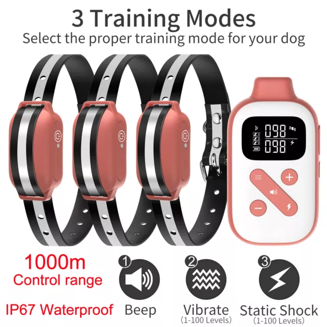 3000 FT Remote Dog Shock Training Collar Rechargeable Waterproof Pet Trainer